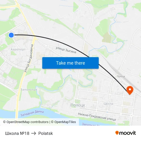 Школа №18 to Polatsk map