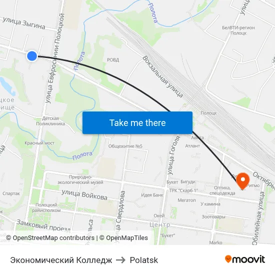 Economic College to Polotsk map