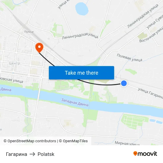 Gagarina to Polotsk map