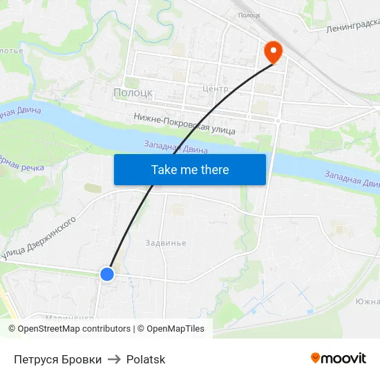 Петруся Бровки to Polatsk map