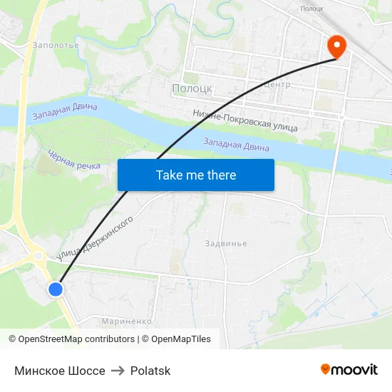 Минское Шоссе to Polatsk map