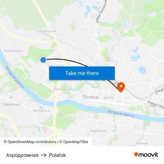 Аэродромная to Polatsk map