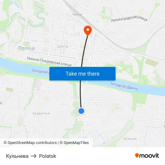 Кульнева to Polatsk map