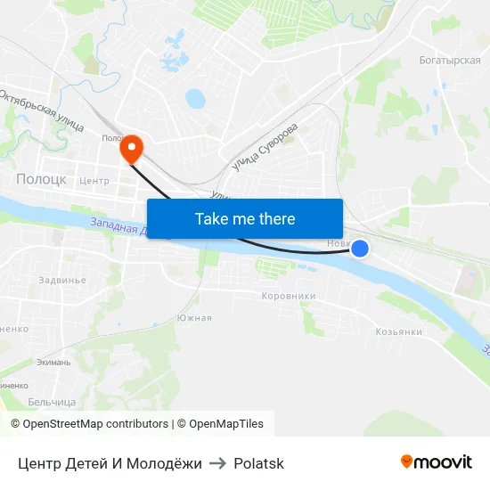Children and Youth Center to Polotsk map