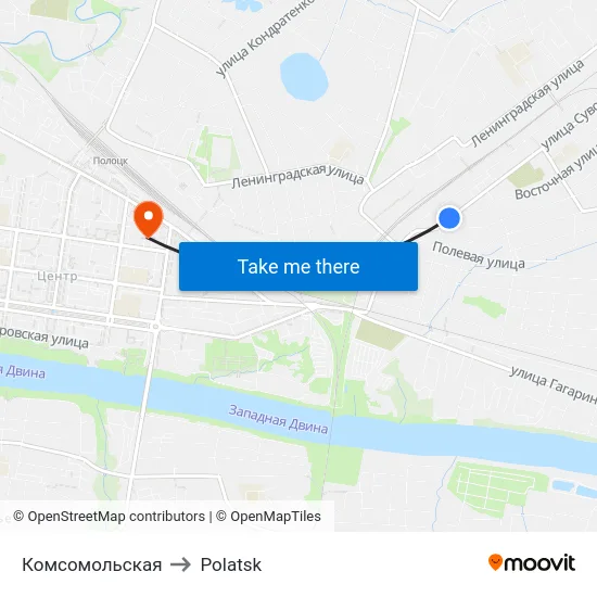 Комсомольская to Polatsk map