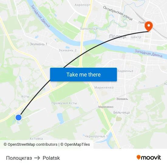 Полоцкгаз to Polatsk map