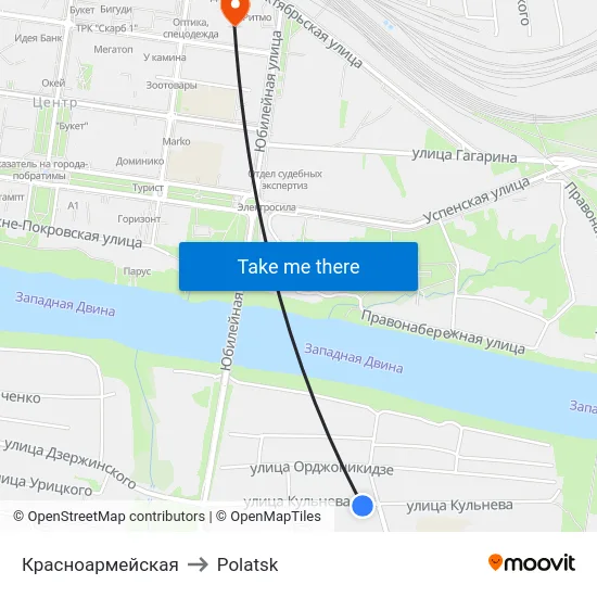 Krasnoarmeyskaya to Polotsk map