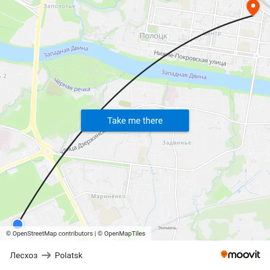 Лесхоз to Polatsk map