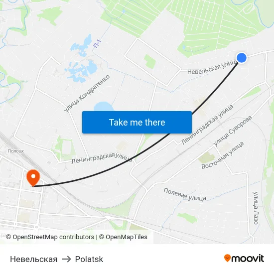 Nevelskaya to Polotsk map