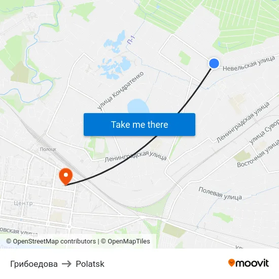 Griboedova to Polotsk map