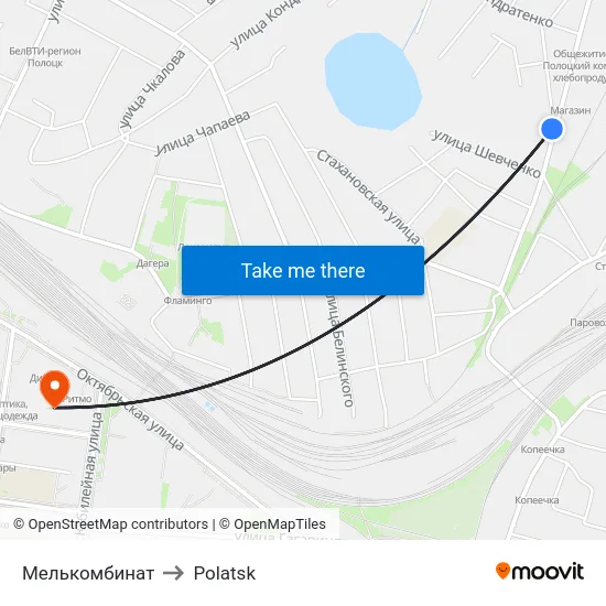 Мелькомбинат to Polatsk map