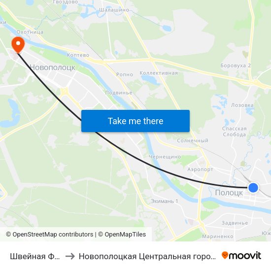 Швейная Фабрика to Новополоцкая Центральная городская больница map