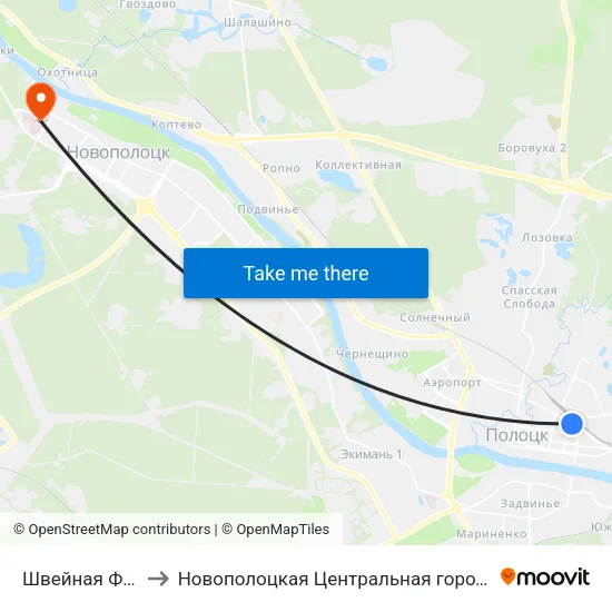 Швейная Фабрика to Новополоцкая Центральная городская больница map