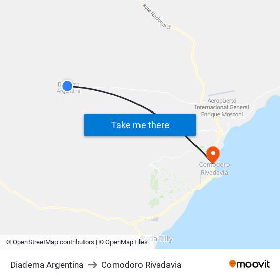 Diadema Argentina to Comodoro Rivadavia map