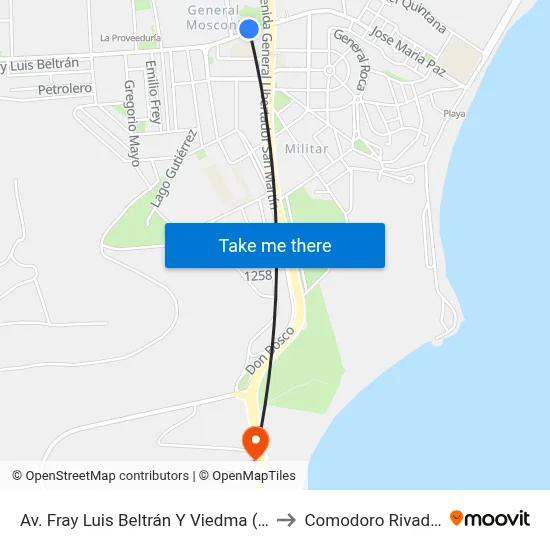 Av. Fray Luis Beltrán Y Viedma (Ceret) to Comodoro Rivadavia map