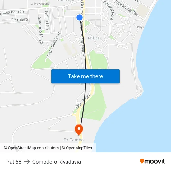 Pat 68 to Comodoro Rivadavia map