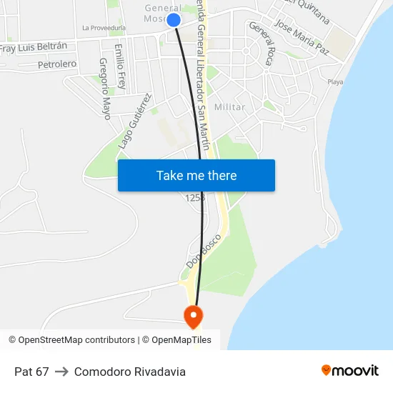 Pat 67 to Comodoro Rivadavia map
