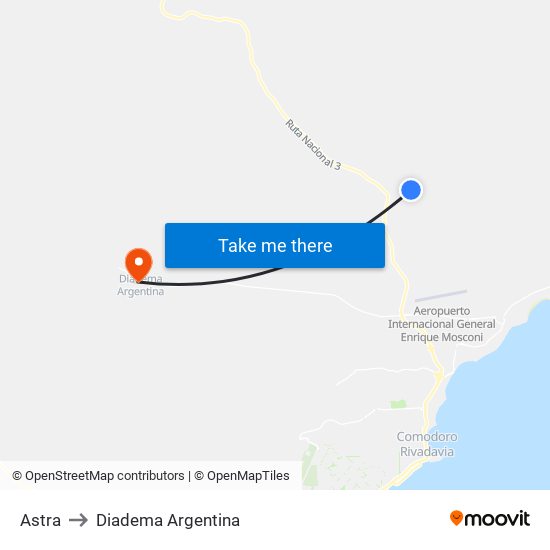 Astra to Diadema Argentina map
