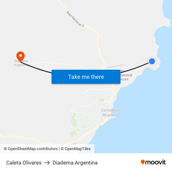 Caleta Olivares to Diadema Argentina map