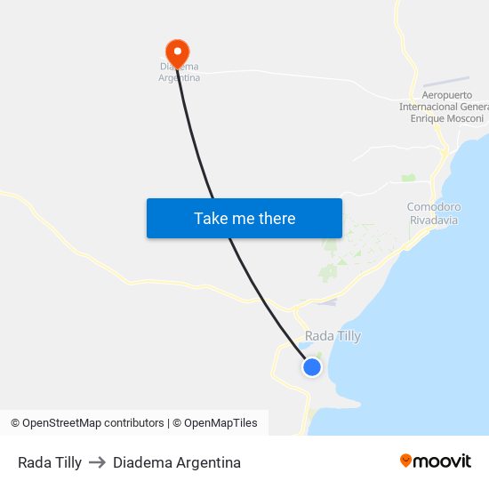 Rada Tilly to Diadema Argentina map