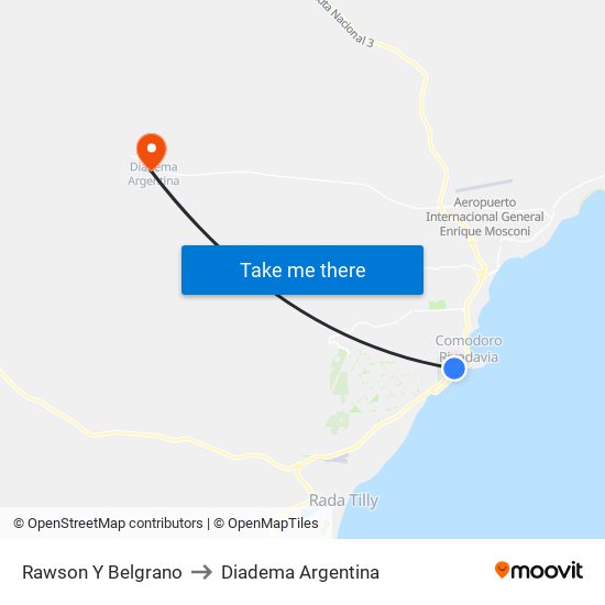 Rawson Y Belgrano to Diadema Argentina map