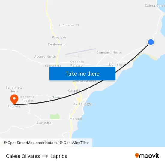 Caleta Olivares to Laprida map