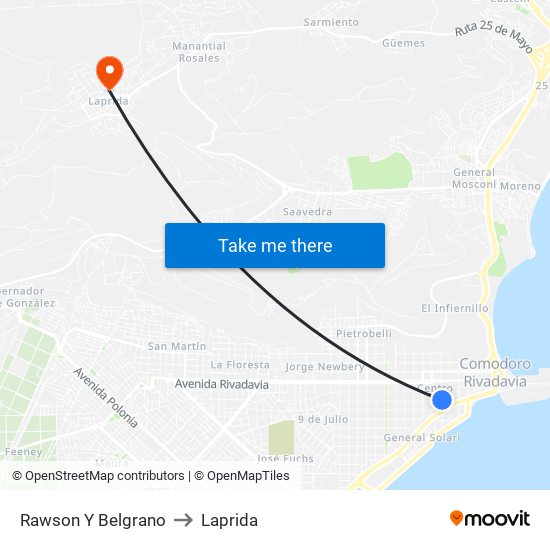 Rawson Y Belgrano to Laprida map