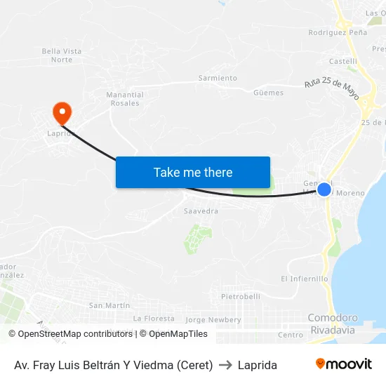 Av. Fray Luis Beltrán Y Viedma (Ceret) to Laprida map