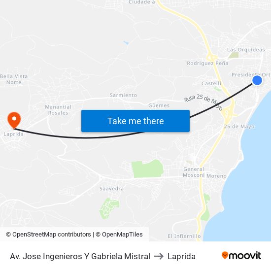 Av. Jose Ingenieros Y Gabriela Mistral to Laprida map