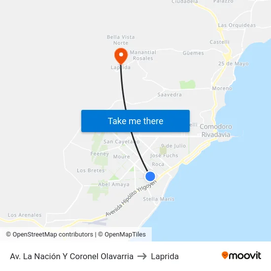 Av. La Nación Y Coronel Olavarria to Laprida map