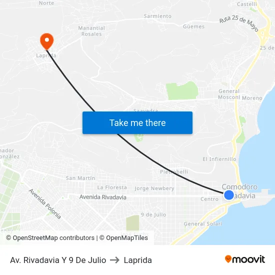 Av. Rivadavia Y 9 De Julio to Laprida map