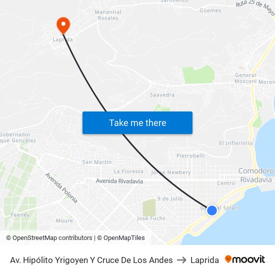 Av. Hipólito Yrigoyen Y Cruce De Los Andes to Laprida map