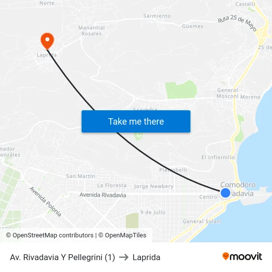 Av. Rivadavia Y Pellegrini (1) to Laprida map