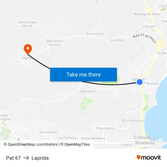 Pat 67 to Laprida map