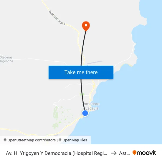 Av. H. Yrigoyen Y Democracia (Hospital Regional) to Astra map