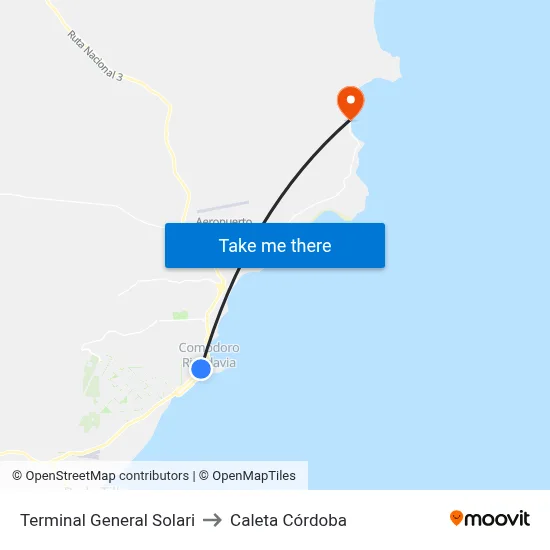 Terminal General Solari to Caleta Córdoba map