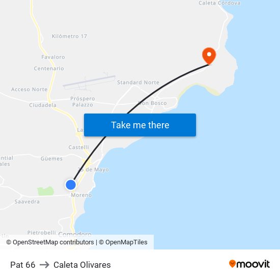 Pat 66 to Caleta Olivares map