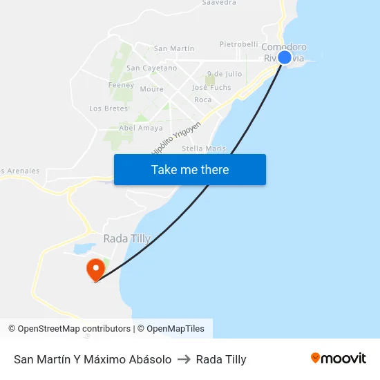 San Martín Y Máximo Abásolo to Rada Tilly map