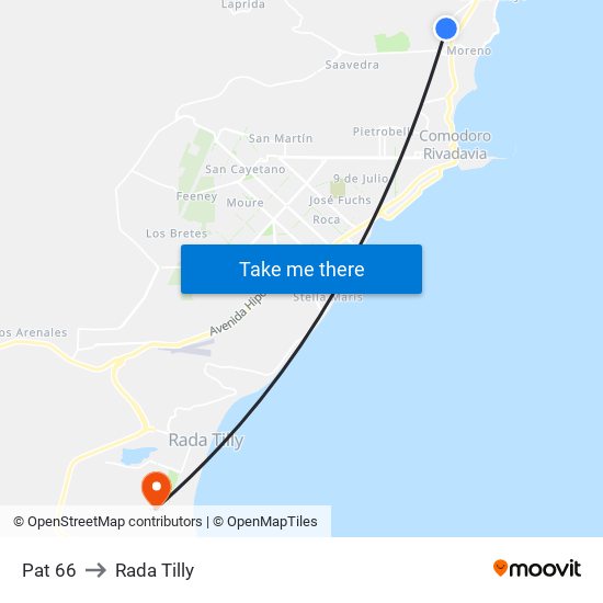 Pat 66 to Rada Tilly map