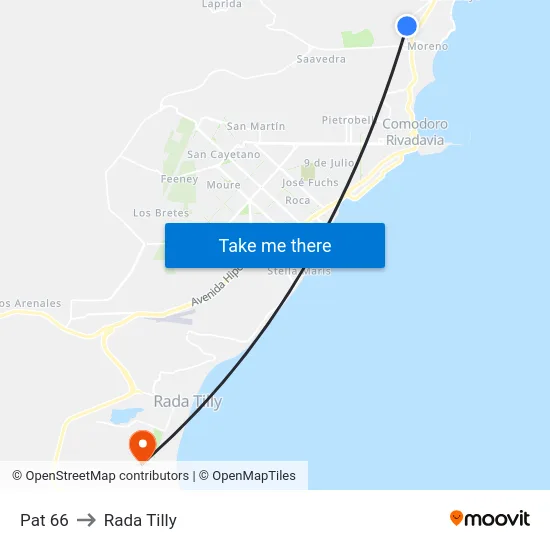 Pat 66 to Rada Tilly map