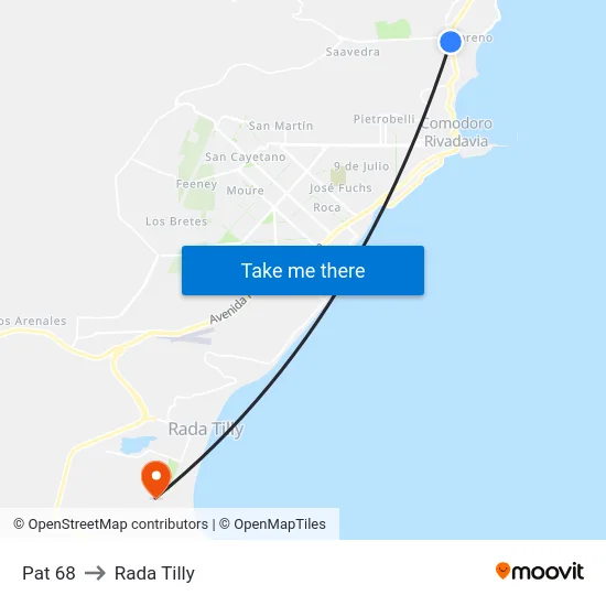 Pat 68 to Rada Tilly map