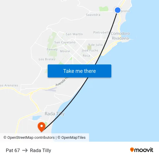 Pat 67 to Rada Tilly map