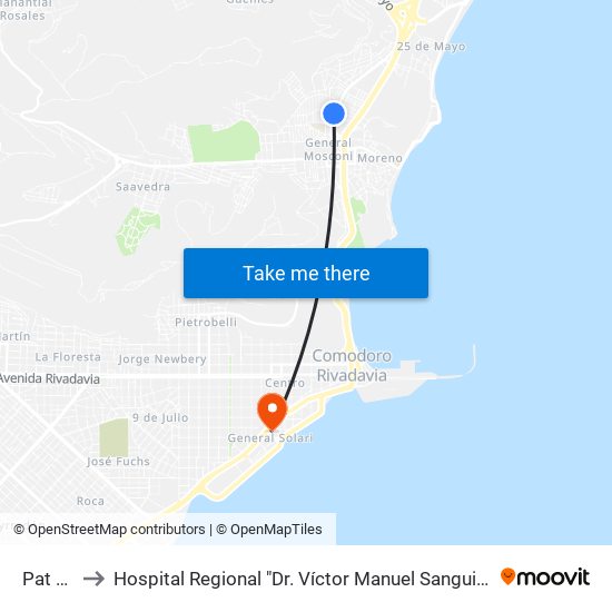 Pat 66 to Hospital Regional "Dr. Víctor Manuel Sanguinetti" map