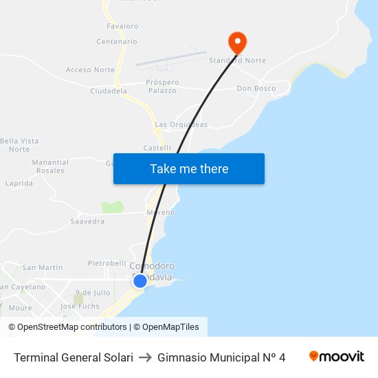 Terminal General Solari to Gimnasio Municipal Nº 4 map