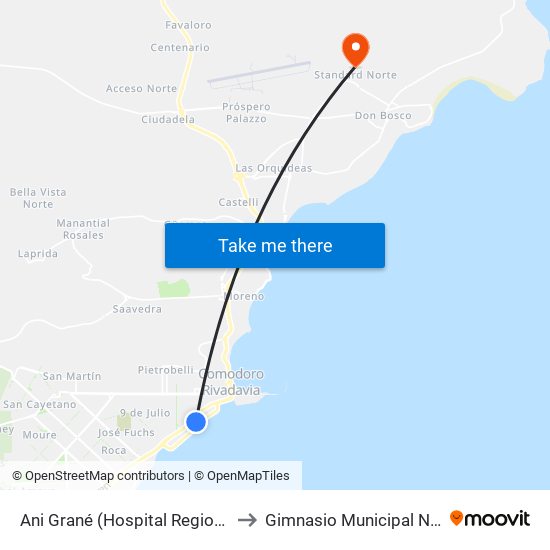 Ani Grané (Hospital Regional) to Gimnasio Municipal Nº 4 map