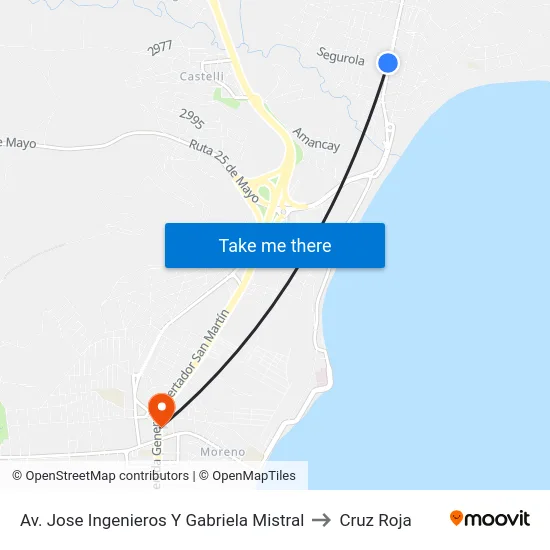 Av. Jose Ingenieros Y Gabriela Mistral to Cruz Roja map