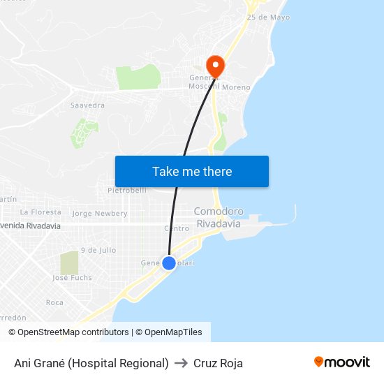 Ani Grané (Hospital Regional) to Cruz Roja map