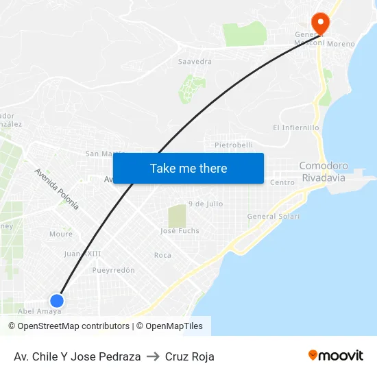 Av. Chile Y Jose Pedraza to Cruz Roja map