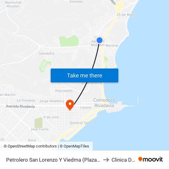 Petrolero San Lorenzo Y Viedma (Plaza Pedro Barros Seeber) to Clinica Del Valle map