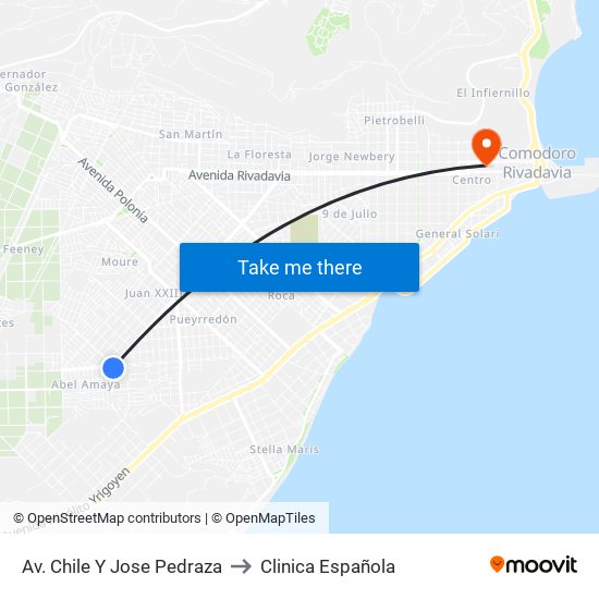 Av. Chile Y Jose Pedraza to Clinica Española map